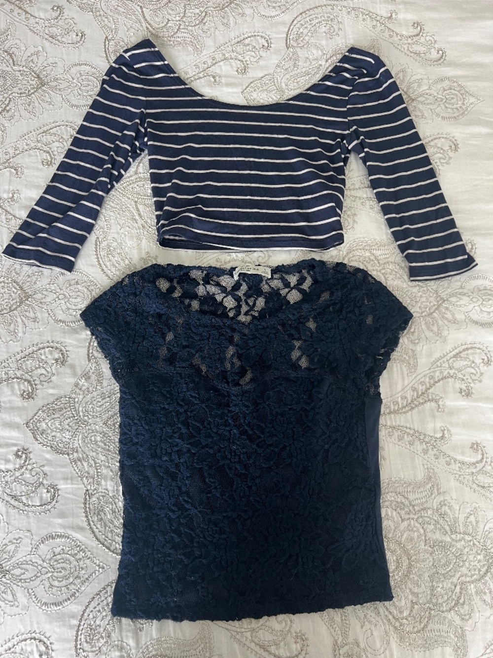 Abercrombie & Fitch Navy Blue Summer Crop Top Bundle - Set of 2: Size Small